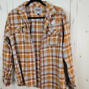 Anderson Bros Flannel Shirt Mustard Plaid Custom Embroidery Large